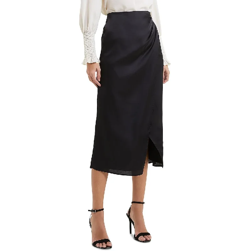 Womens Satin Long Wrap Skirt mini skirt trendy