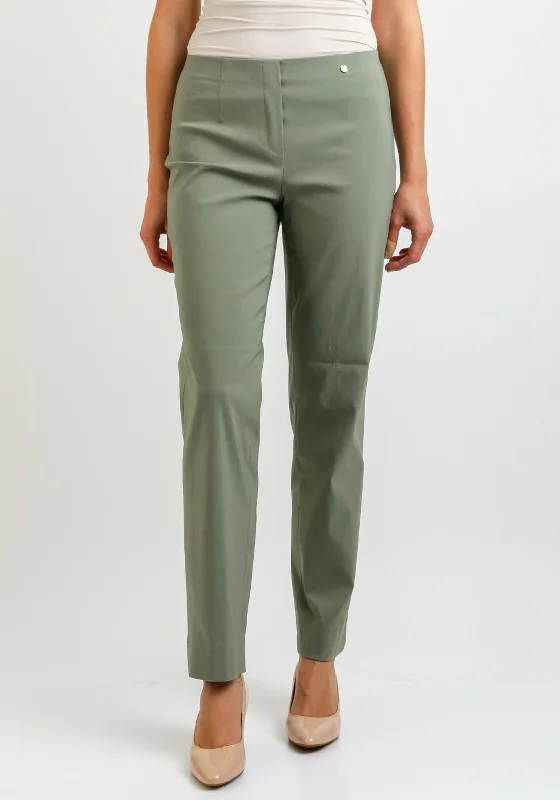 Robell Marie Slim Fit Trousers, Pale Green Trousers Custom Made