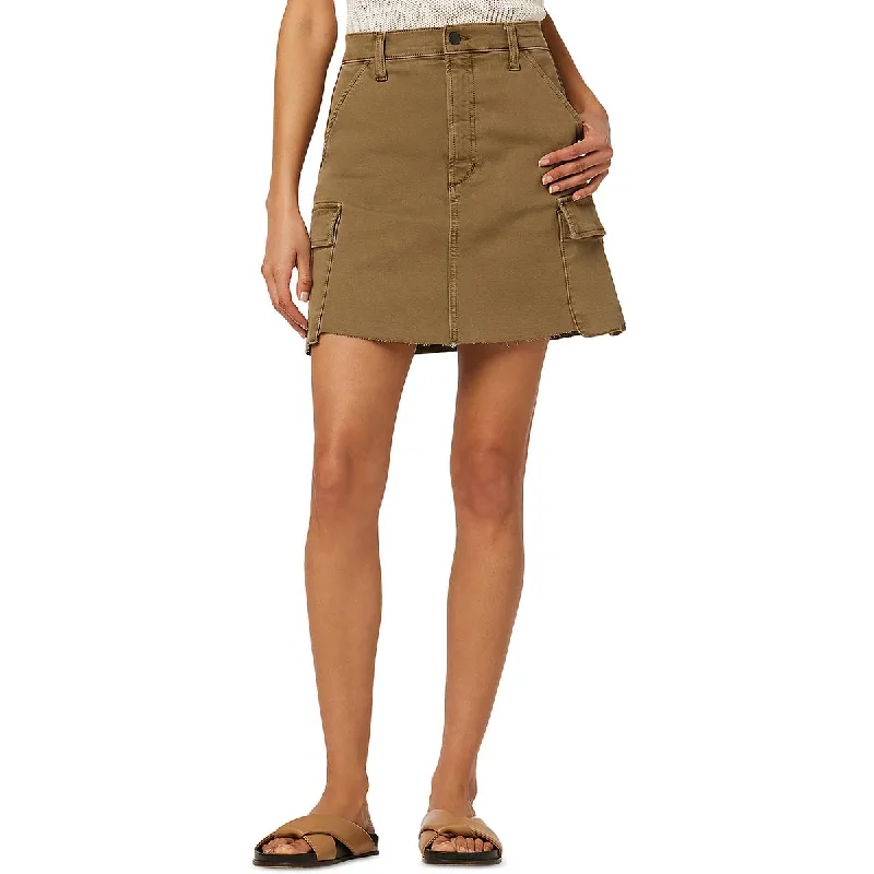 Womens Raw Hem Utility Cargo Skirt silk skirt lustrous