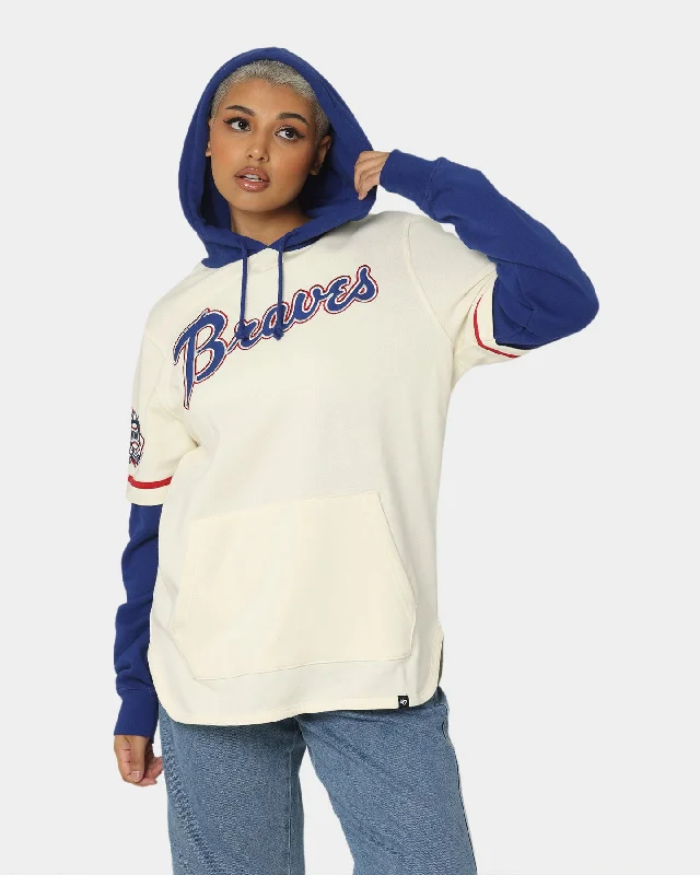 47 Brand Atlanta Braves Shortstop Hoodie Cream Hoodie Crop Top Short Trendy