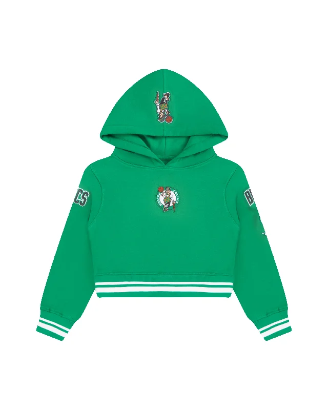 NBA BOSTON CELTICS RETRO CLASSIC LITTLE GIRLS  RIB FLC PO HOODIE (KELLY GREEN) Hoodie with Zipper Versatile Modern