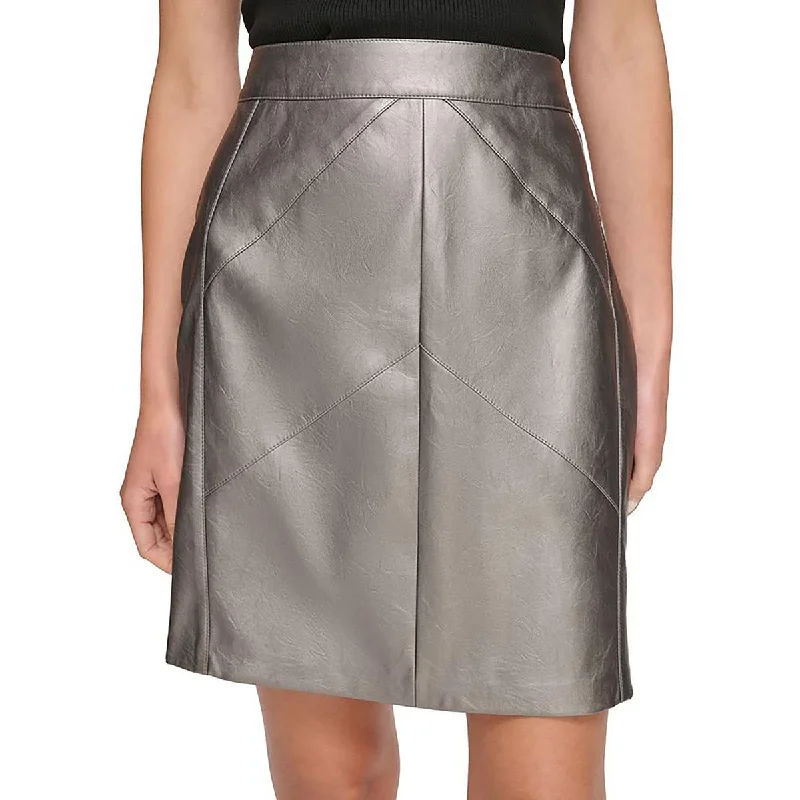 Womens Faux Leather Chevron Seam Pencil Skirt linen skirt airy