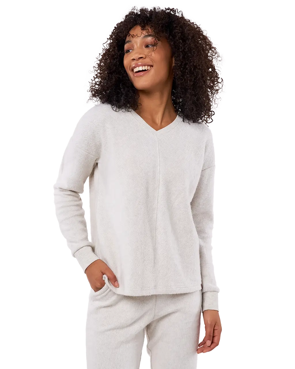 New Soft Rib Sweatshirt in Ecru Marle Hoodie with Double Zipper Versatile Adjustable