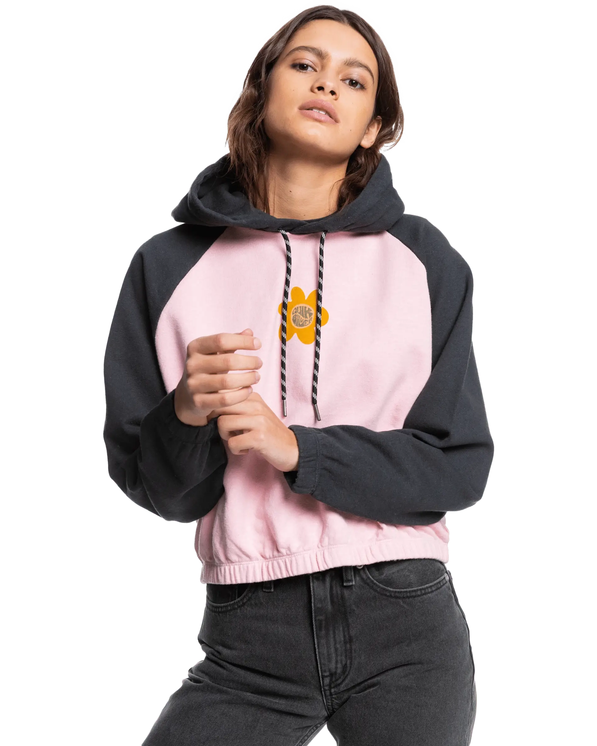 Pray For Wave Hoodie in Bleached Mauve Hoodie with Hem Contrast Bold Stylish