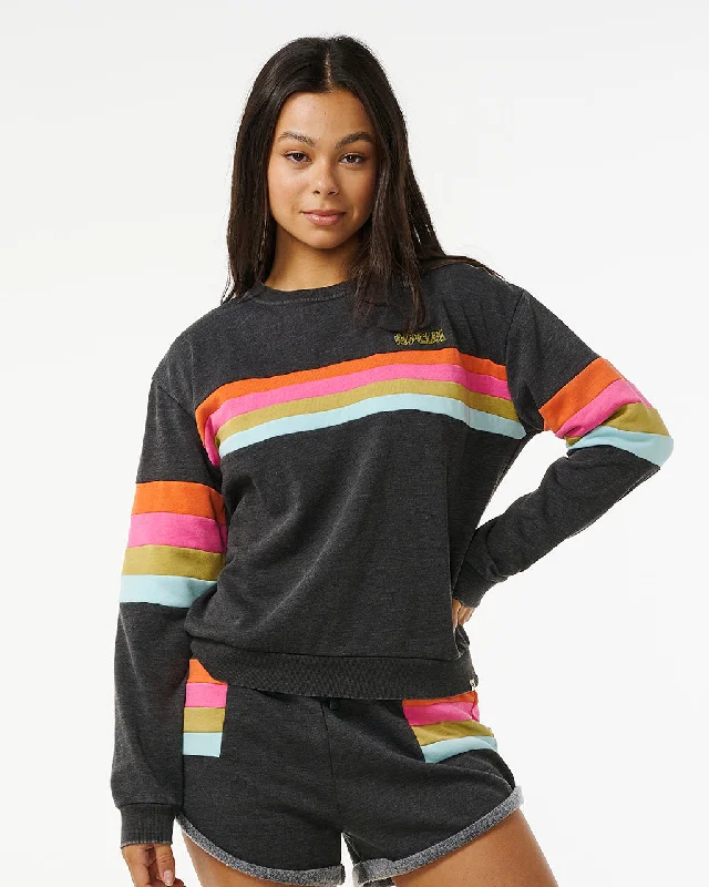 Surf Revival Panelled Sweatshirt in Washed Black Hoodie Sweatshirt Pullover