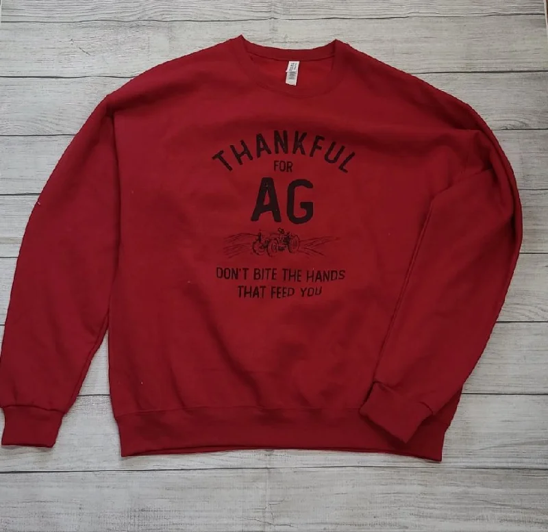 Thankful For Ag Sweatshirt Hoodie with Tied Waist Feminine Flattering