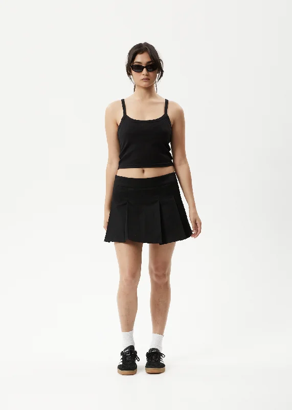 AFENDS Womens Carly - Pleat Mini Skirt - Black athletic skirt fit