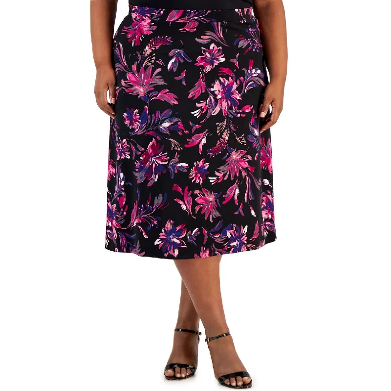 Womens Printed Pull On Midi Skirt wool skirt warm