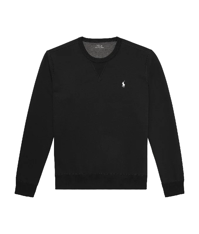 Double-knit Sweatshirt - Black Hoodie with Button Classic Timeless