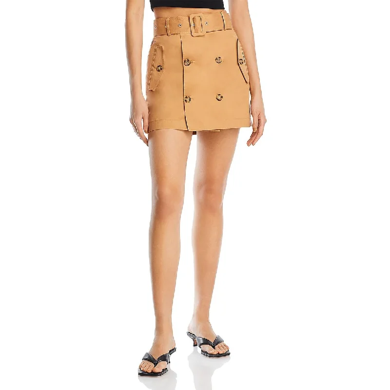 Womens Cotton Wrap Mini Skirt leather skirt refined