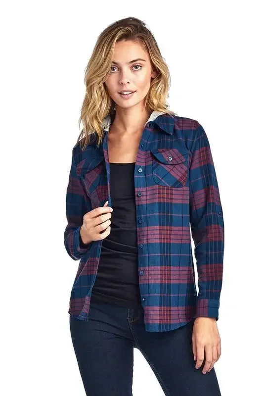 Bailey Flannel Plaid Shirt with Hoodie Hoodie with Raglan Sleeves Sporty Comfortable