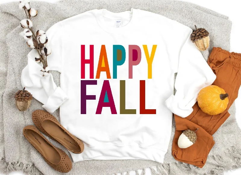 Happy Fall Sweatshirt Hoodie with Toggle Buttons Decorative Unique