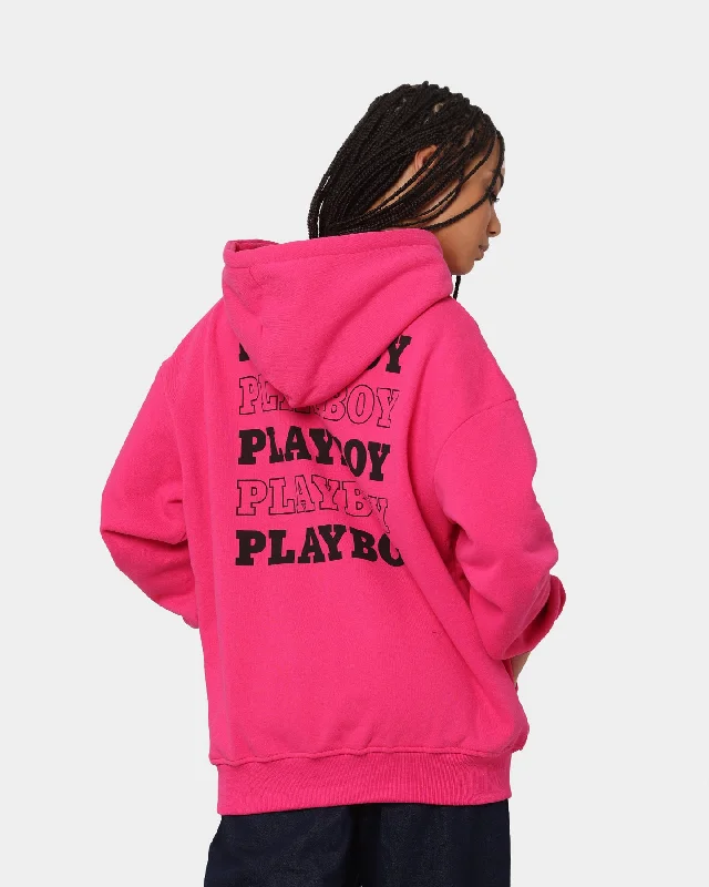 Playboy Stacked Hoodie Hot Pink Hoodie with Hood Adjustable Protection