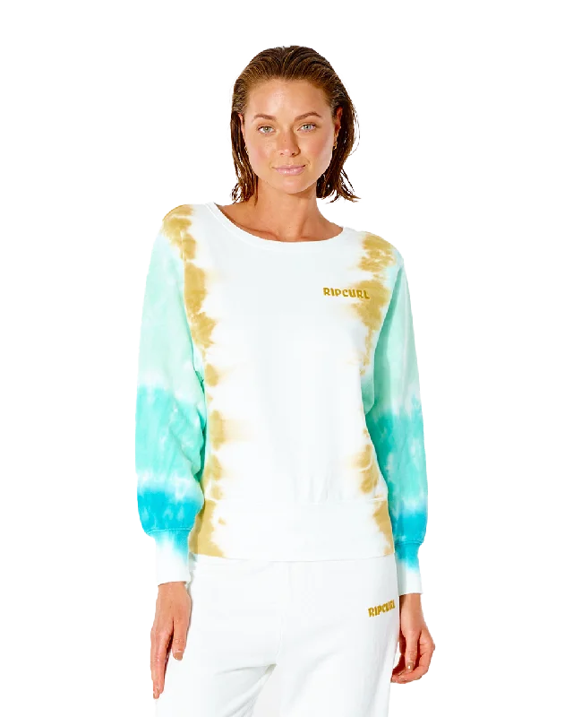 Sun Drenched Sweatshirt in Turquoise Hoodie with Patch Decorative Personalized