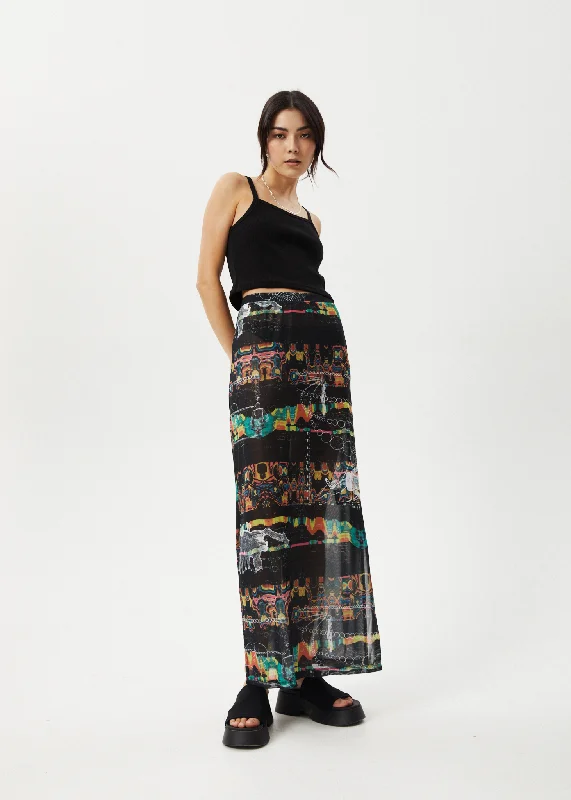 AFENDS Womens Astral - Sheer Maxi Skirt - Black seamless skirt comfort