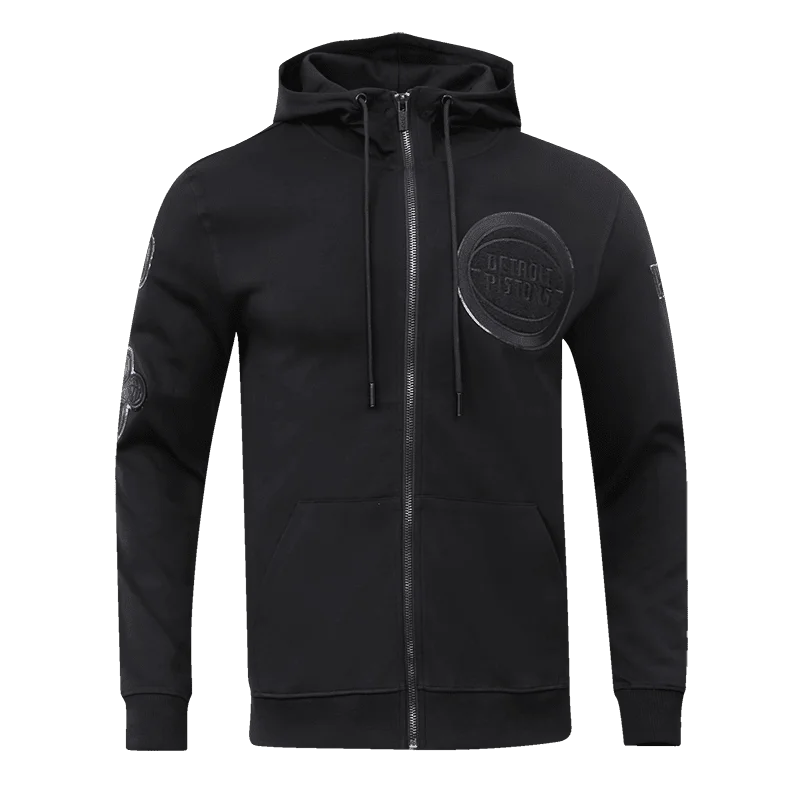 NBA DETROIT PISTONS TRIPLE BLACK FZ HOODIE (TRIPLE BLACK) Hoodie with Toggle Buttons Decorative Unique