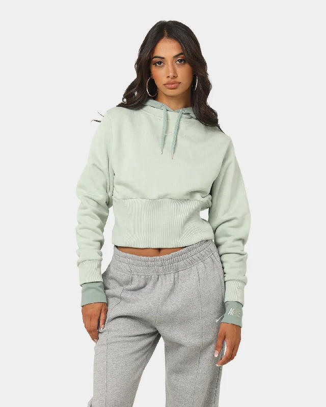 Nike Women's Sportswear Icon Clash Fleece Hoodie Seafoam/Jade Hoodie with Frayed Bohemian Relaxed