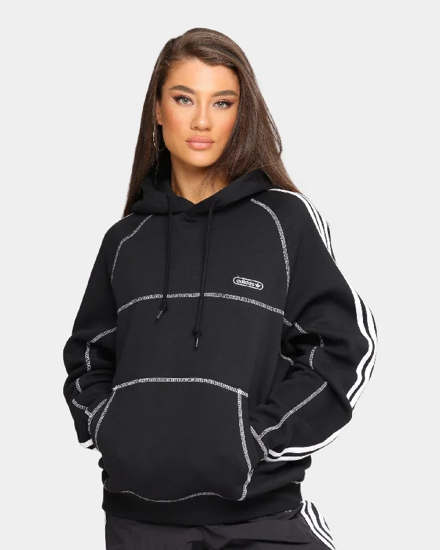 Adidas Contrast Stitch Hoodie Black Hoodie with Thumb Holes Functional Cozy