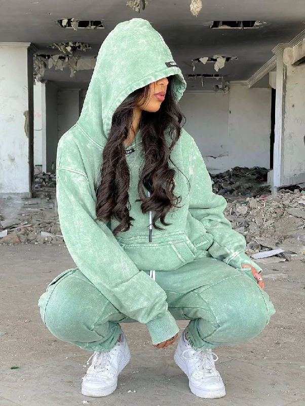 The Anti Order Anti Essential Hoodie Green Crystal Hoodie with Ribbed Hem Stretchable Secure