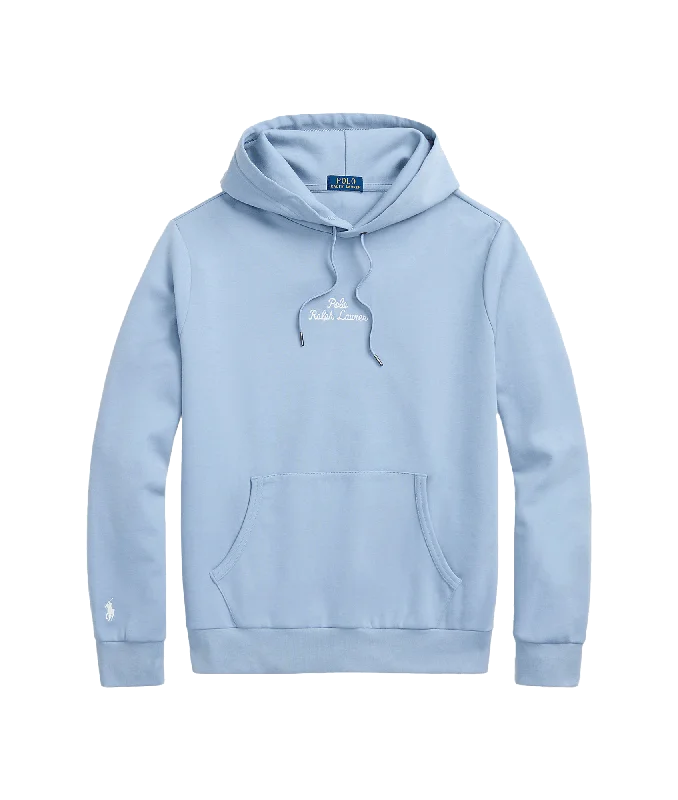 Logo Double-knit Hoodie - Blue Hoodie with Strings Custom Fit Adjustable