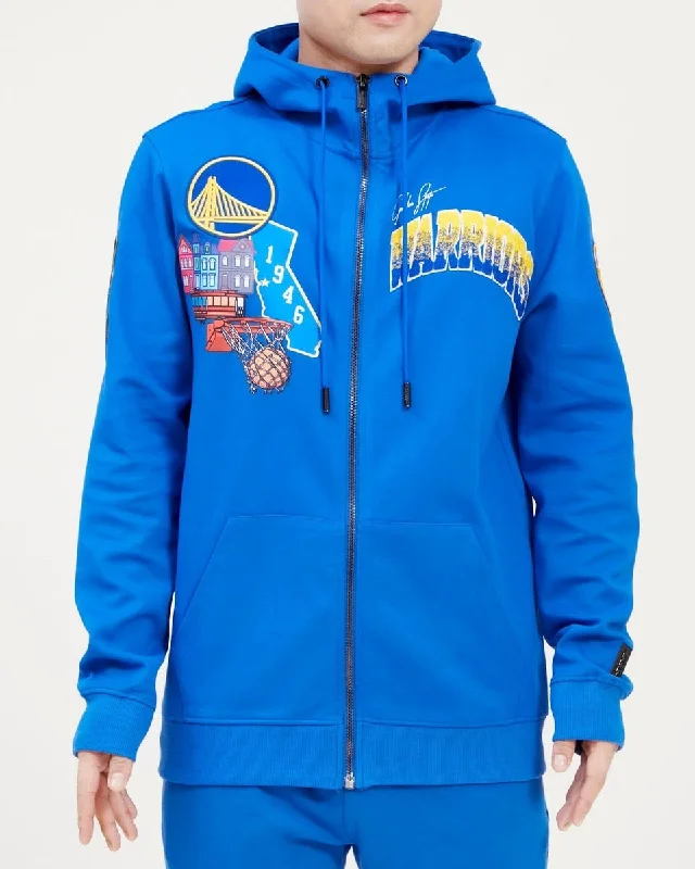 NBA GOLDEN STATE WARRIORS HOMETOWN FZ HOODIE (ROYAL BLUE) Hoodie Crop Top Short Trendy