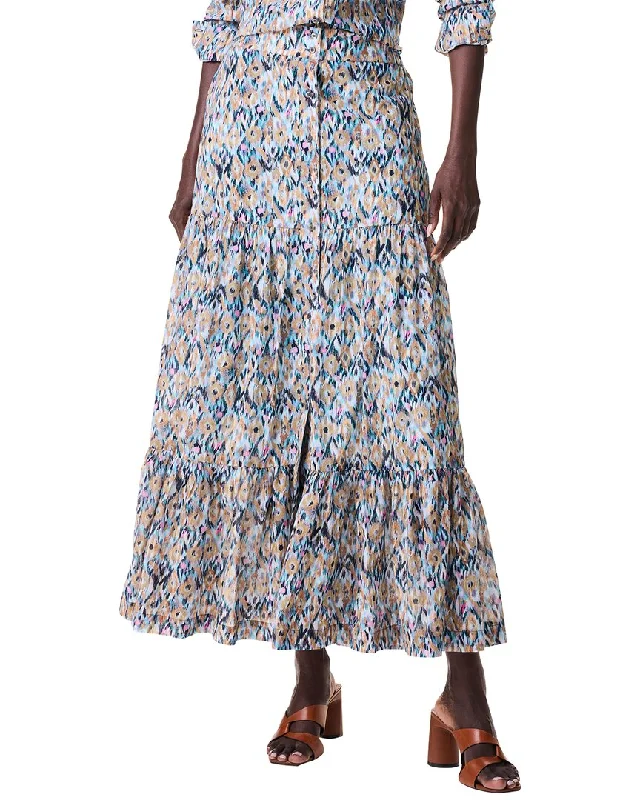 Nic+Zoe Petite Up Beat Ikat Tiered Skirt silk skirt lustrous