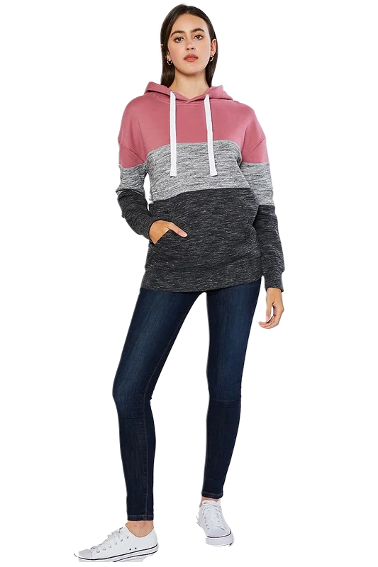 Never Go Wrong Color Blocked Popover Hoodie Hoodie with Drop Shoulder Relaxed Streetwear