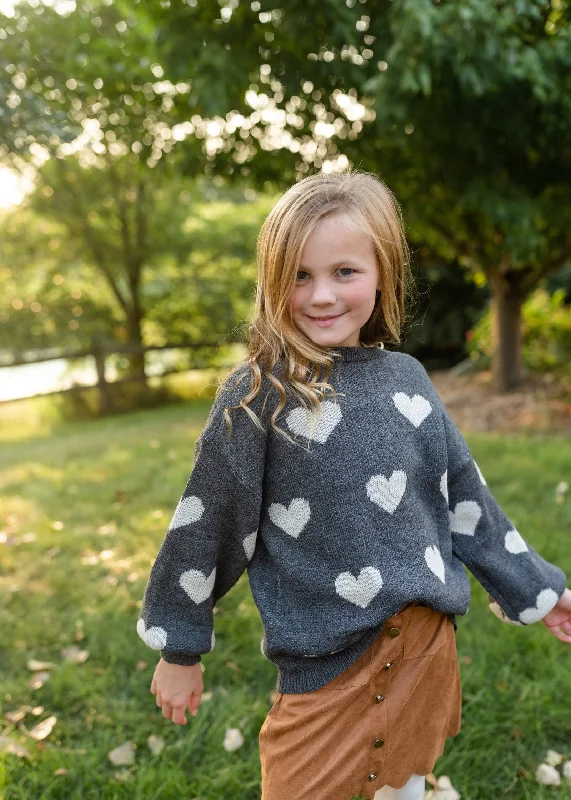 Girls Knitted Heart Pullover Sweater - FINAL SALE Hooded Caped Shawl Collar