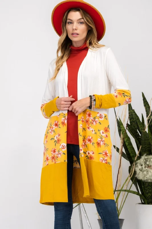 Blue Zone Planet |  Celeste Full Size Floral Color Block Open Front Cardigan Chenille Blend Fleece Blend Nylon Blend