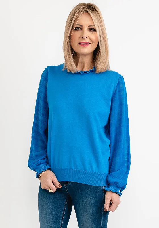 Seventy1 One Size Crepe Sleeve Knit Jumper, Blue Cotton Fabric Linen Fabric Terry Fabric