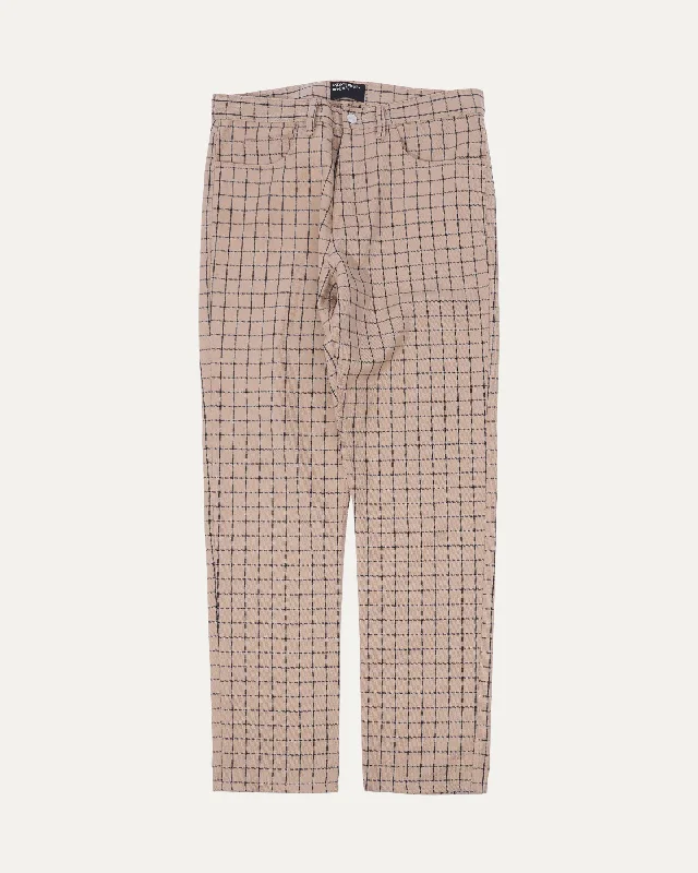 Grid-Pattern Wool Trousers Trousers Timeless Classic