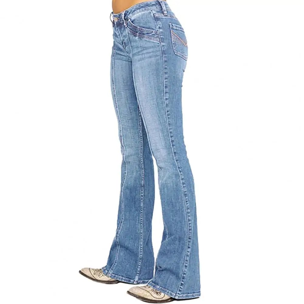 Women's Low Waist Boot Cut Jeans Fashion Slim Stretch Denim Flared Pants Trousers XS-4XL Trousers Low Rise Relaxed