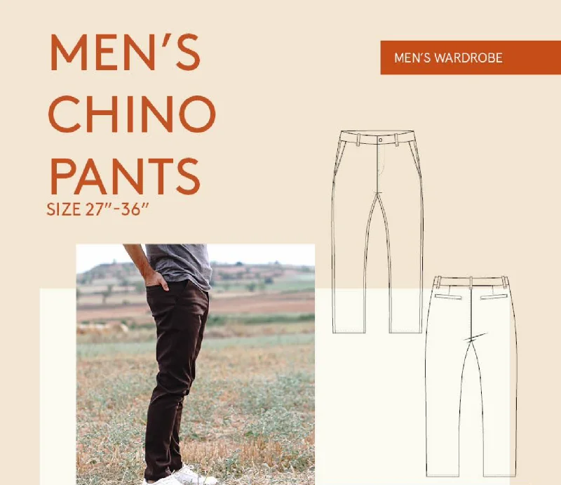 Men's Chino Pants Pattern -- Wardrobe by Me Straight Wide-Leg,