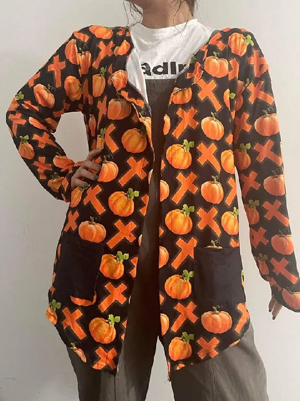 Ladies Pumpkin Cross Cardigan Fleece Cardigan Nylon Polyester