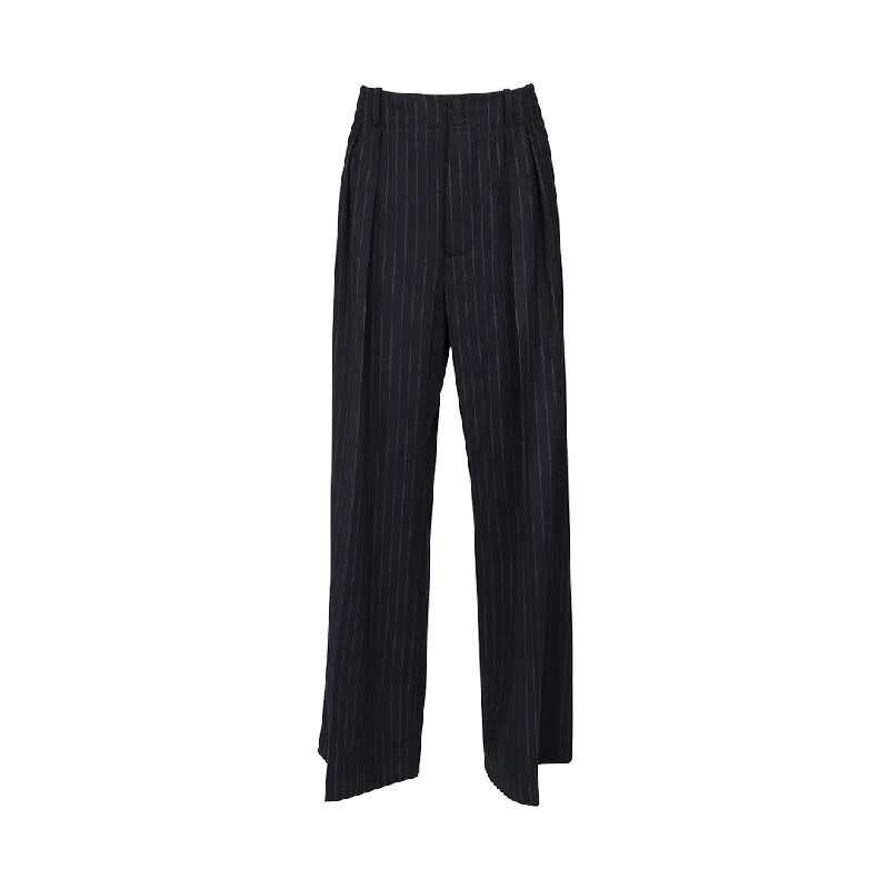 Pinstripe Wide Leg Trousers Trousers Striped Patterned