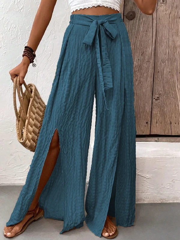 Hazel Blues® |  Tied Slit Wide Leg Pants Leggings Wide-Leg,