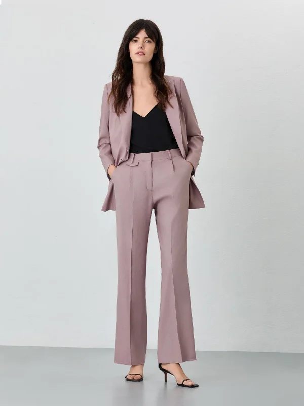 Loose Fit Trousers In Viscose Linen Blend Trousers sophisticated sleek