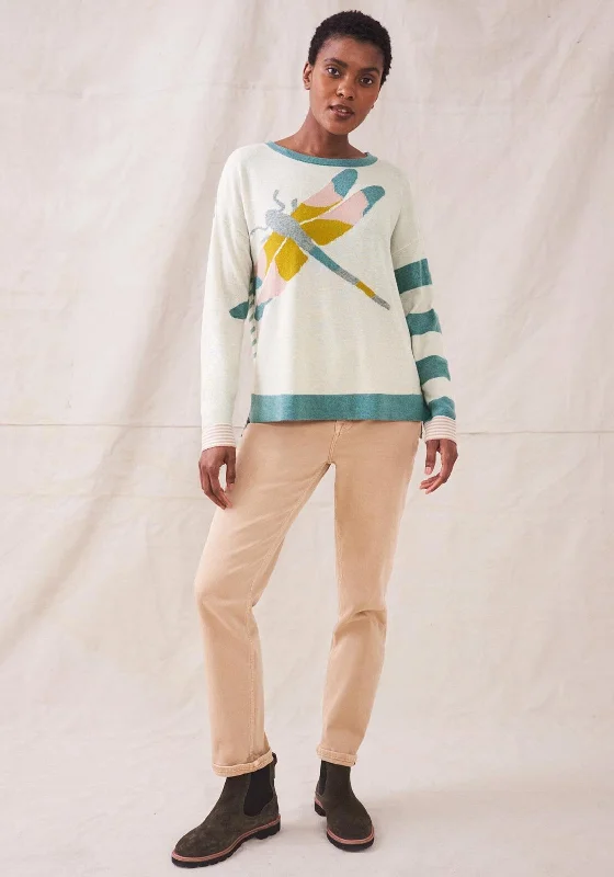 White Stuff Dragonfly Fine Knit Jumper, Cream Multi Terry Terry Cloth Terry Knit