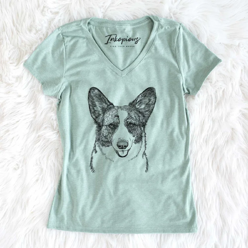 Bare Gabby the Cardigan Welsh Corgi - Women's V-neck Shirt Stylish Fashionable Trendy