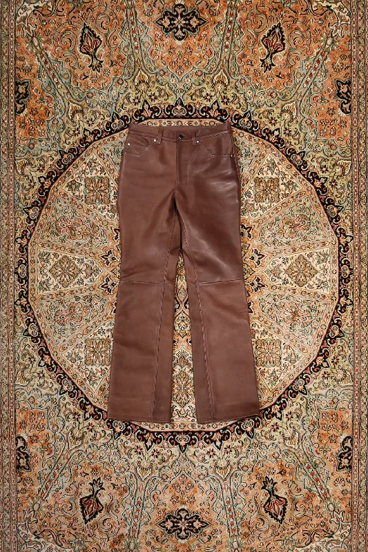 Leather Pants (BROWN) Free Shipping Bootcut,