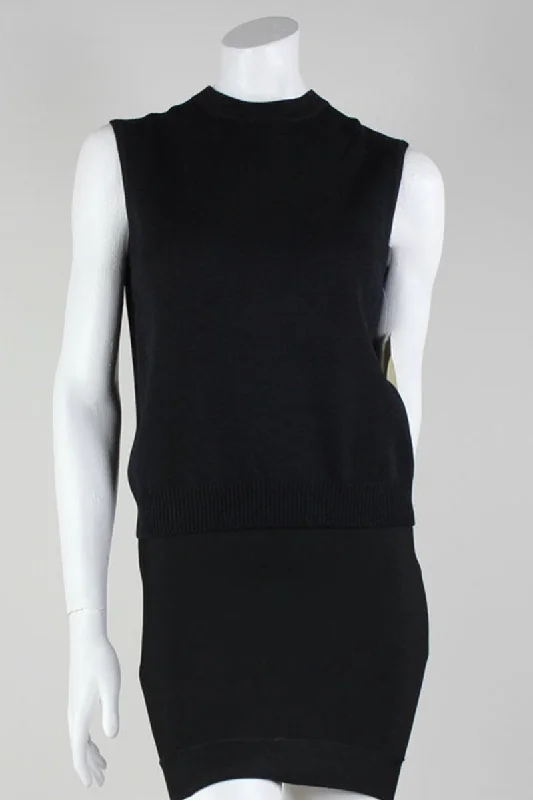 St John Round Neck Sleeveless Knit Sweater Size Small Nylon Fabric Polyester Fabric Spandex Fabric