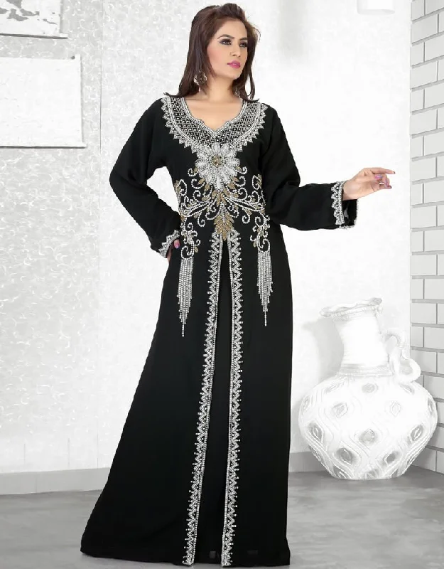 Scintillating Faux Georgette Modern Jacket Style Kaftan Front Pockets Side Pockets Patch Pockets