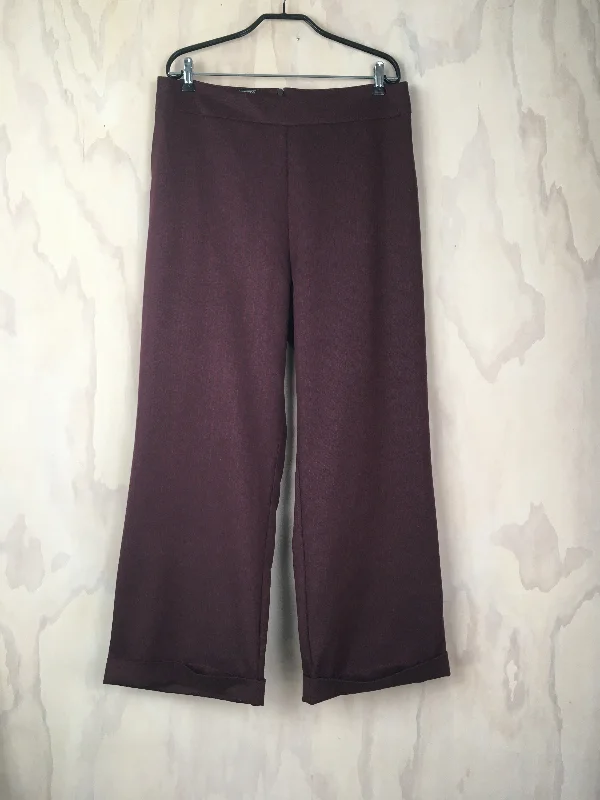 Vesta Cuff Trouser -  Merlot Pinstripe Lucky Last size med Trousers Leather Faux