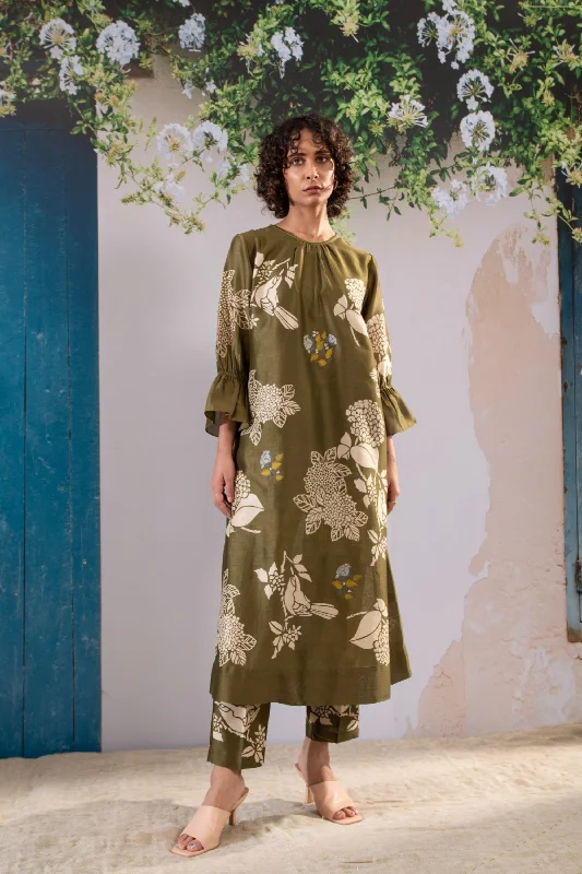 Olive Kurta and Pant Set Skinny New Arrival,