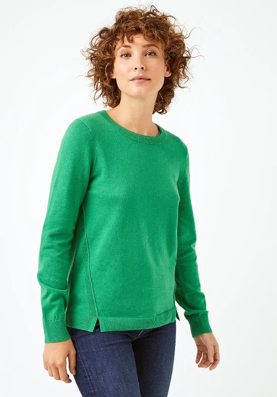 White Stuff Meadow Wool Blend Jumper, Green Cable Knit Ribbed Knit Lace Knit