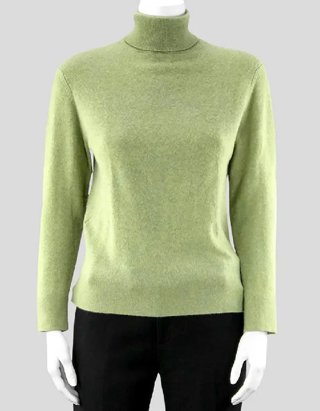 TSE Green Cashmere Turtleneck Sweater - Medium Zippered Buttoned Snapped