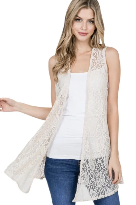 Lace back Ruffle Cardigan Style 0667 Houndstooth Herringbone Solid