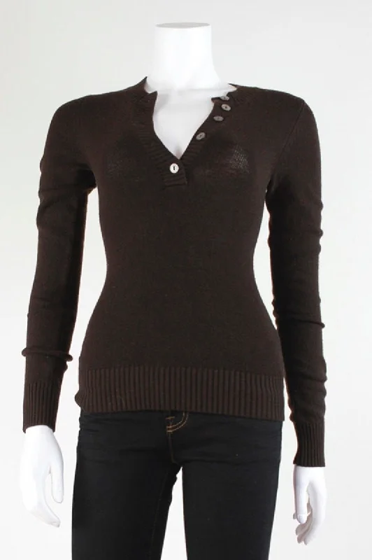 Dolce & Gabbana Brown Long Sleeved Sweater -38 IT | 4 US Mesh Fabric Canvas Fabric Denim Fabric