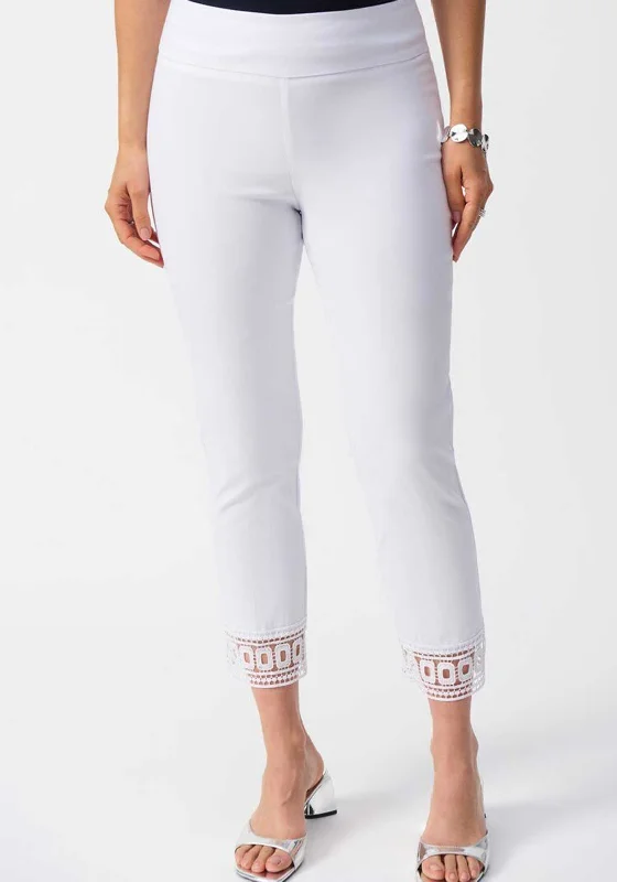 Joseph Ribkoff Crochet Cuff Trousers, White Trousers trendy modern