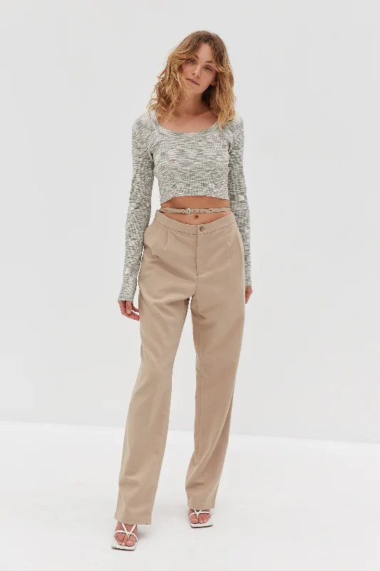 Dion Belted Trousers - Tan Trousers Exclusive Limited